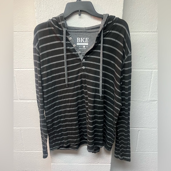 BKE Black and Gray Striped Hoodie - Picture 1 of 4